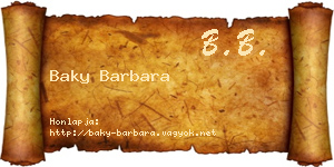 Baky Barbara névjegykártya